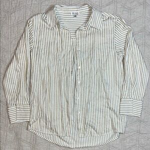 Women's Striped Button Down Shirt - White and Tan
